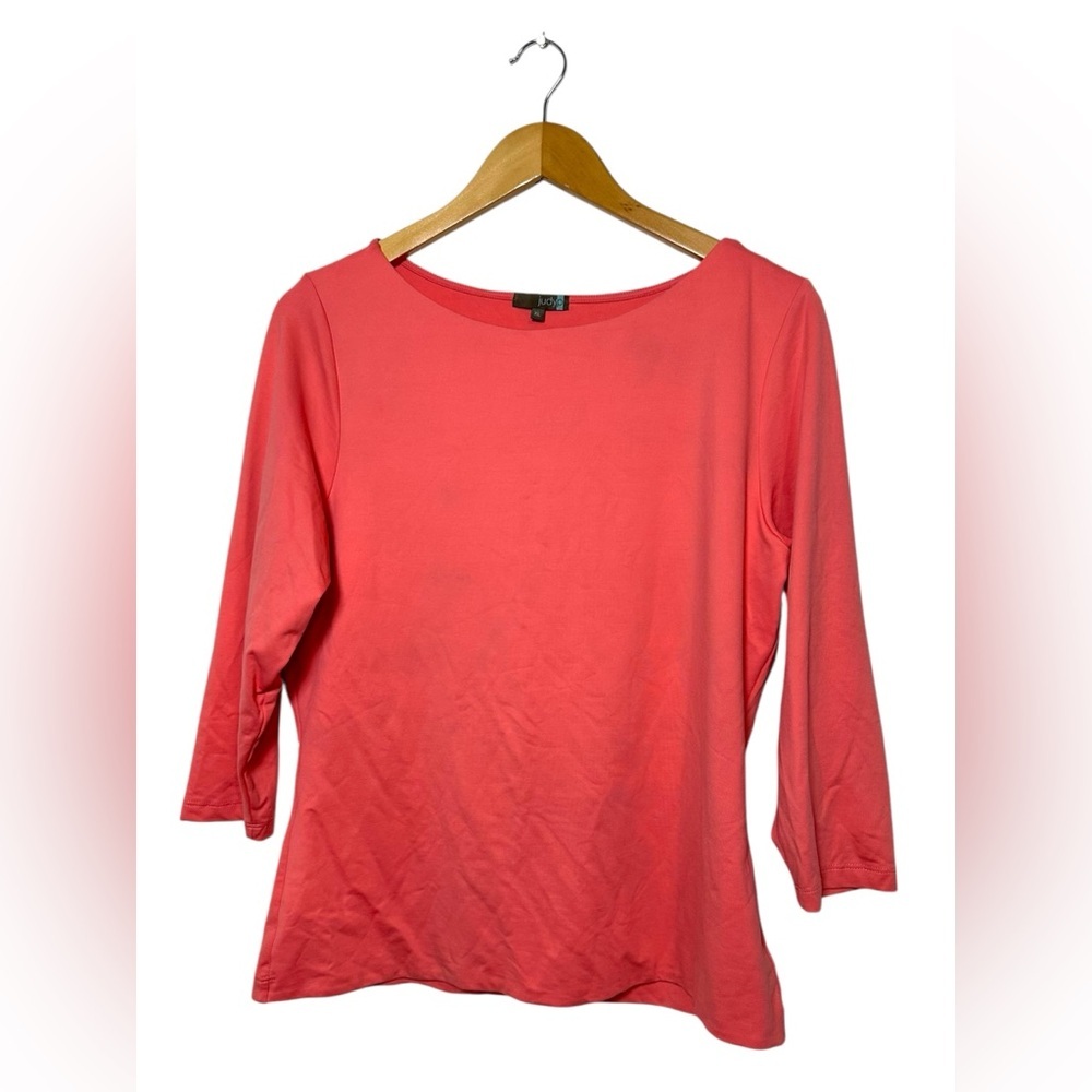 Judy P | Sabrina Top Size XL Double Front Boat Neck UPF Coral